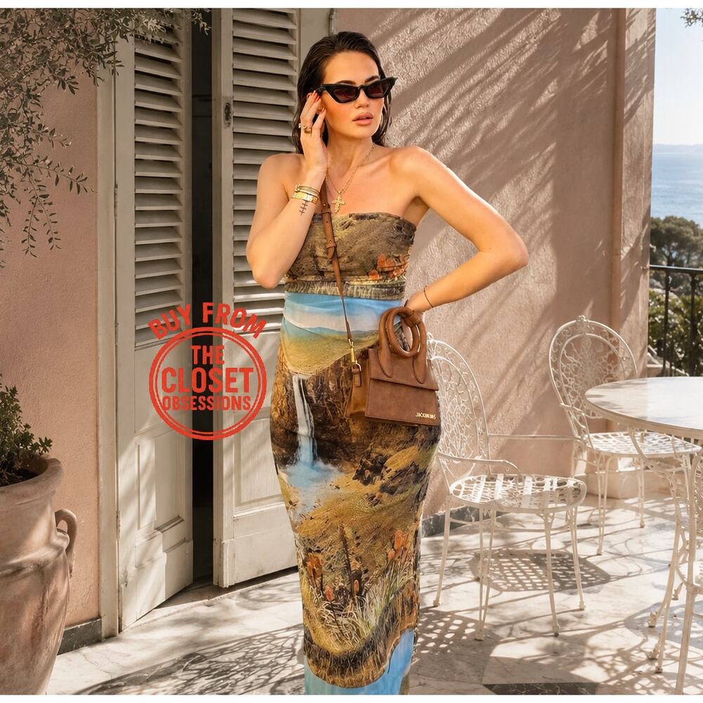 ZARA Blogger Fave!!! Strapless Fitted Print Dress NWT – Summer Glam 🌅